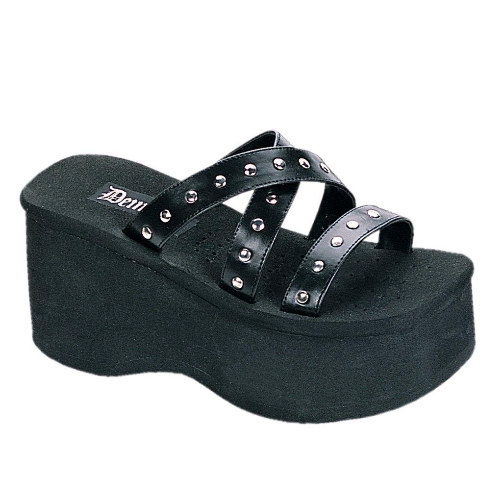 Sandale Plateforme Demonia Funn 19 Vegan Cuir Femme - Noir 56871-HYIU